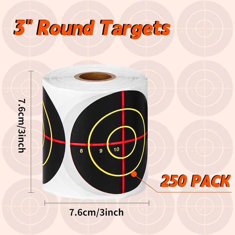 Self-Adhesive 3" Splatter Shooting Targets - Reactive Paper Stickers for Airsoft, Rifle & Pistol Practice