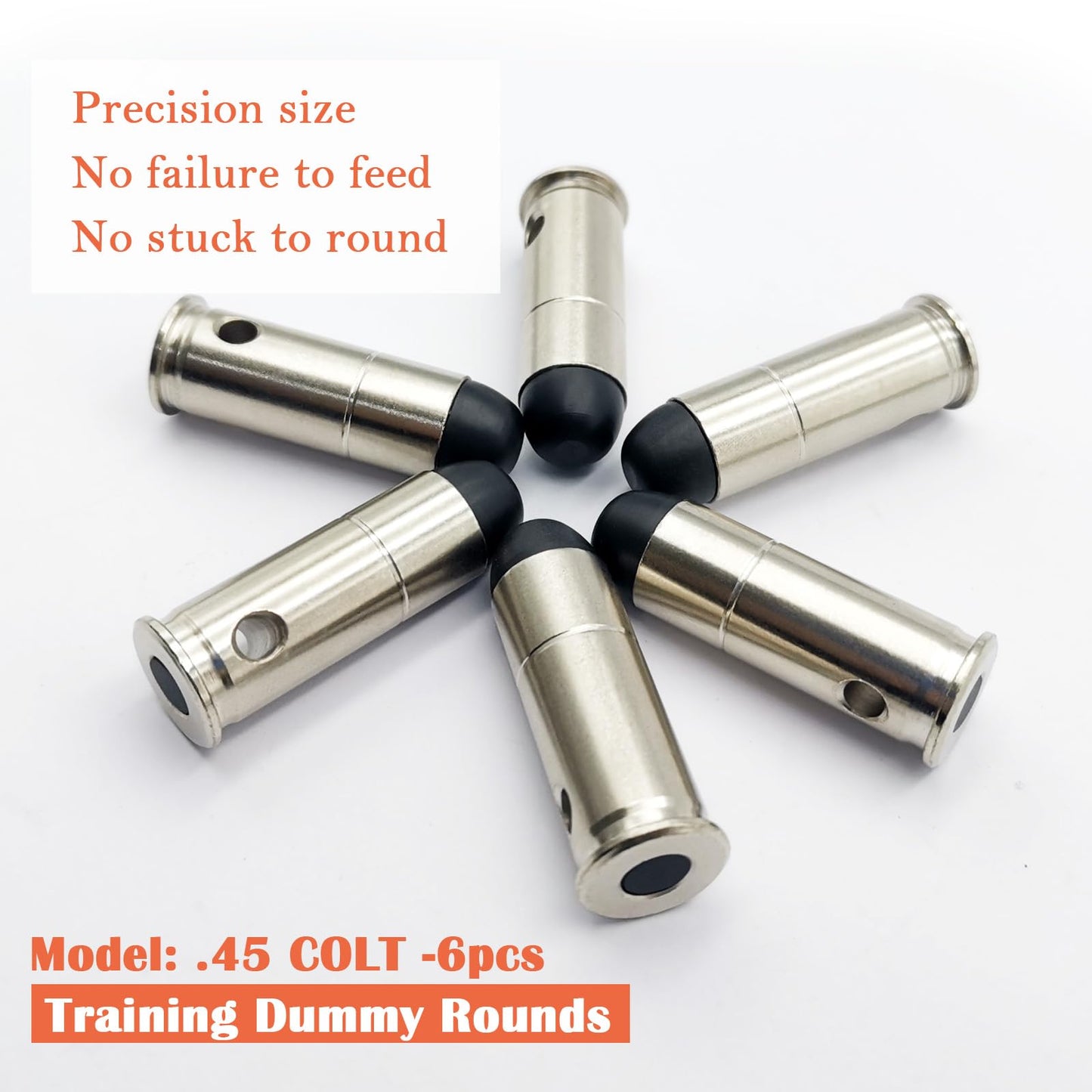 Bayattoo .45 Colt Safety Practice Rounds Action Trainer Dummy Round Dry Fire Training Snap Cap (6pk)