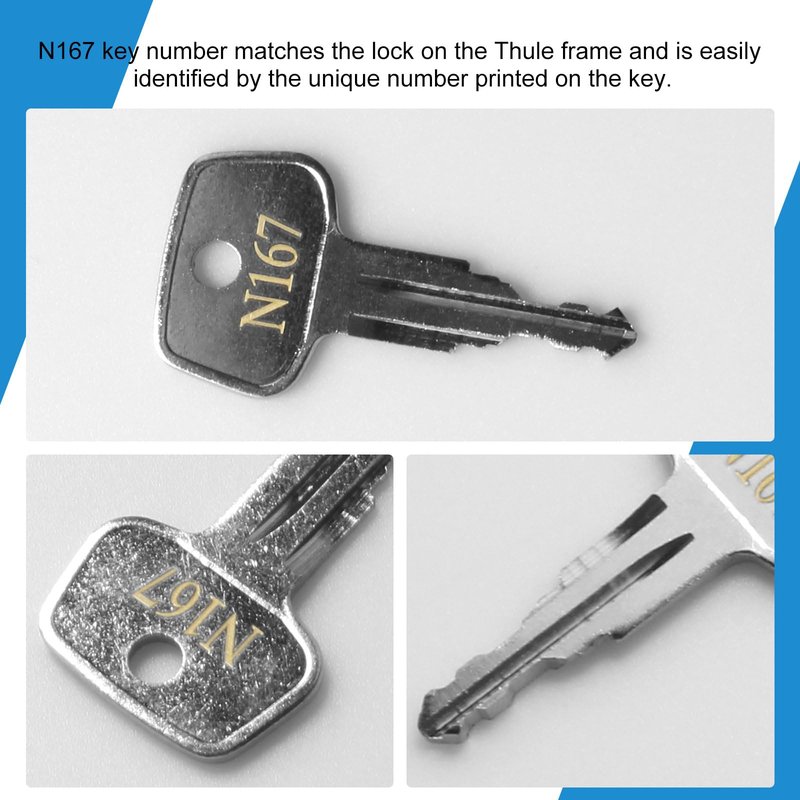 N167 Errebi Key Replacement, Car Rack Replacement Key for Thule Ski,Cargo Box,Roof,Carrier Racks and Crossbars - Codes N167 [2 pcs]