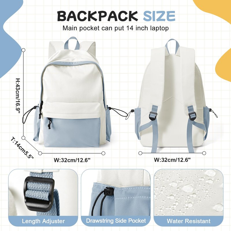 BJLFS Blue White Backpack for Women Men, Gym Backpack for Women Foldable Outdoor Weekender Gym Bag, Waterproof Sports Back Pack & Dance Yoga travel Bag