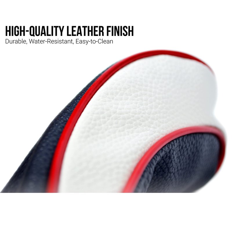 USA Golf Head Covers for Driver & Fairway Woods (Set of 3) - Premium Leather Headcovers, Designed to Fit All Woods and Drivers (Navy)