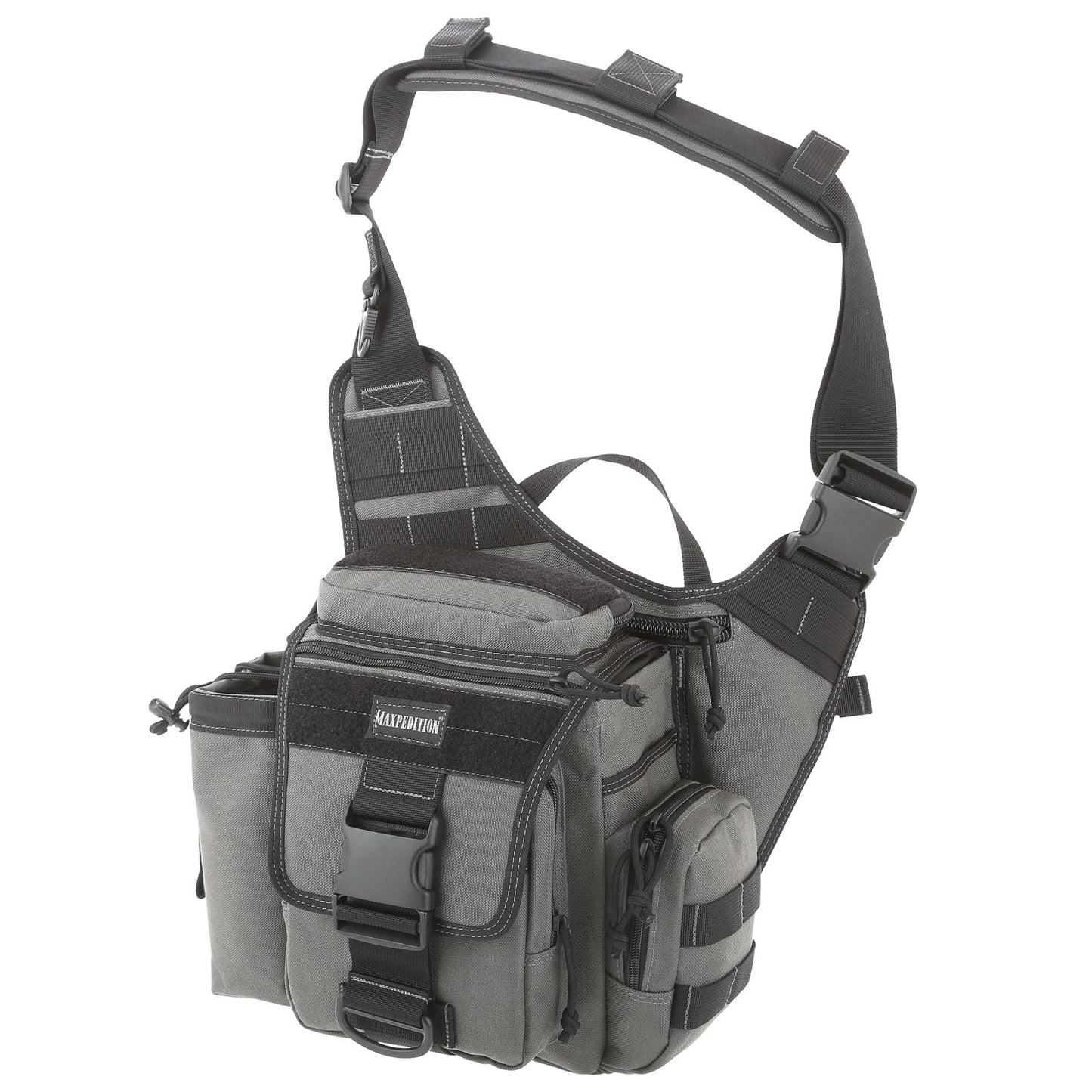 MAXPEDITION Jumbo Versipack (Wolf Gray) 7.4L Tactical Crossbody Sling Bag for EDC, CCW Concealed Carry, Survival, Includes Ergonomic 2" Strap with Comfortable Pad, 0412W