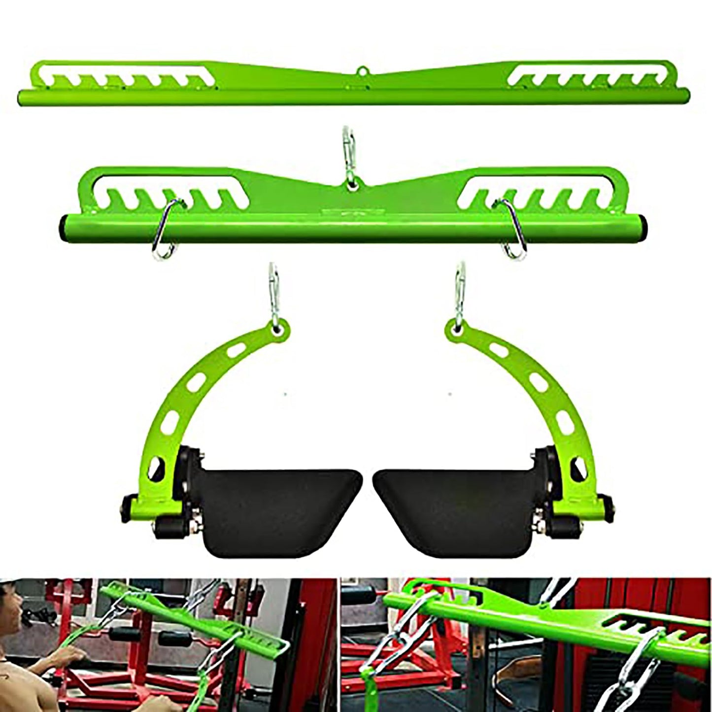 Home Gym Fitness Spreader Bar, Multi-Grip Wide Lat Pull Down Bar, Neutral Grip Handle, Lat Pulldown Attachments Long Bar for Cable Pulley System Mahine, T-bar Row Landmine Attachment (SP-LONG BAR)