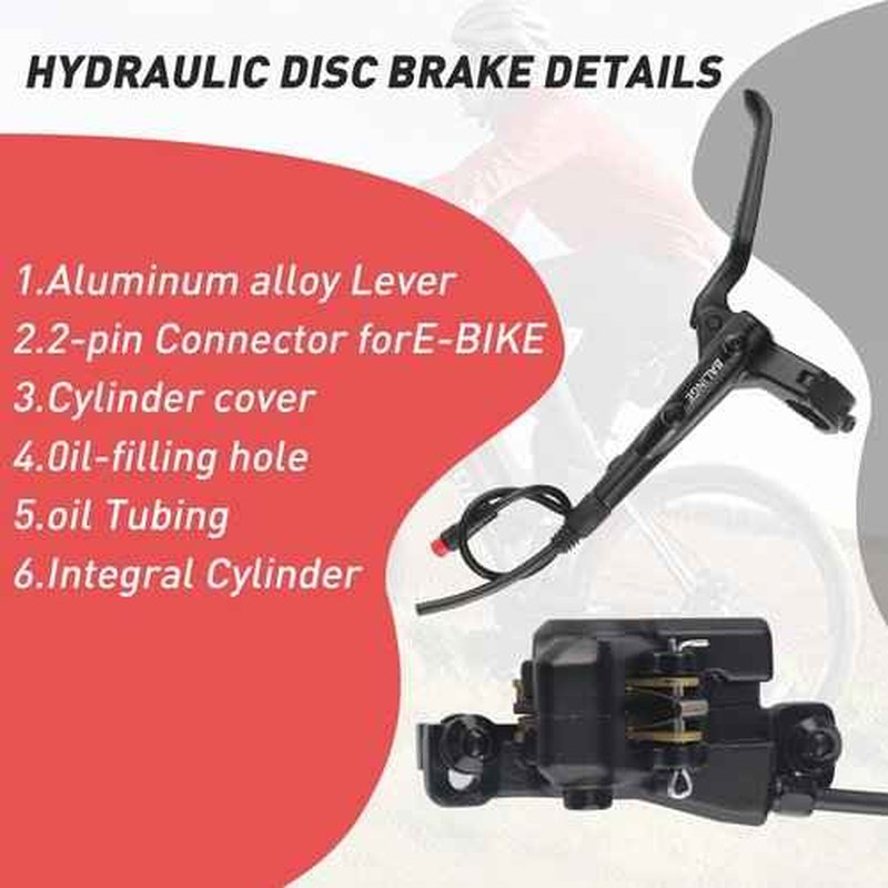 BALINGE Ebike Brakes Hydraulic Set 2-Pin Power-Off Connector 2-Pistons E-Bike Electric Power-Off Hydraulic Brake Set Front + Rear with 160mm 6 Bolts Disc Rotors
