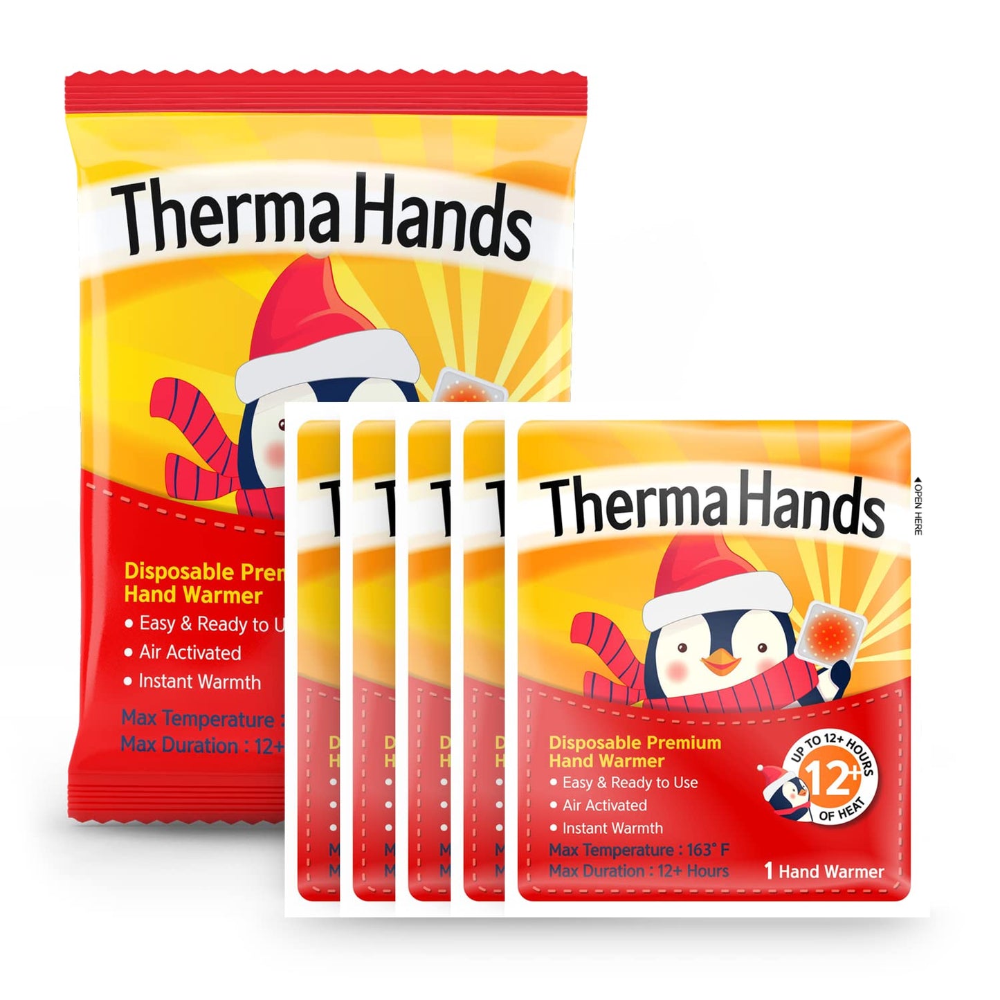 Hand Warmers (20 Packs) - Premium (Size: 3.5 inch x 4 inch, Duration: 12+ Hours, Max Temp: 163 F) Air-Activated, Convenient, Safe, Single Use, Natural, Odorless, & Long Lasting Hand Warmers Disposable