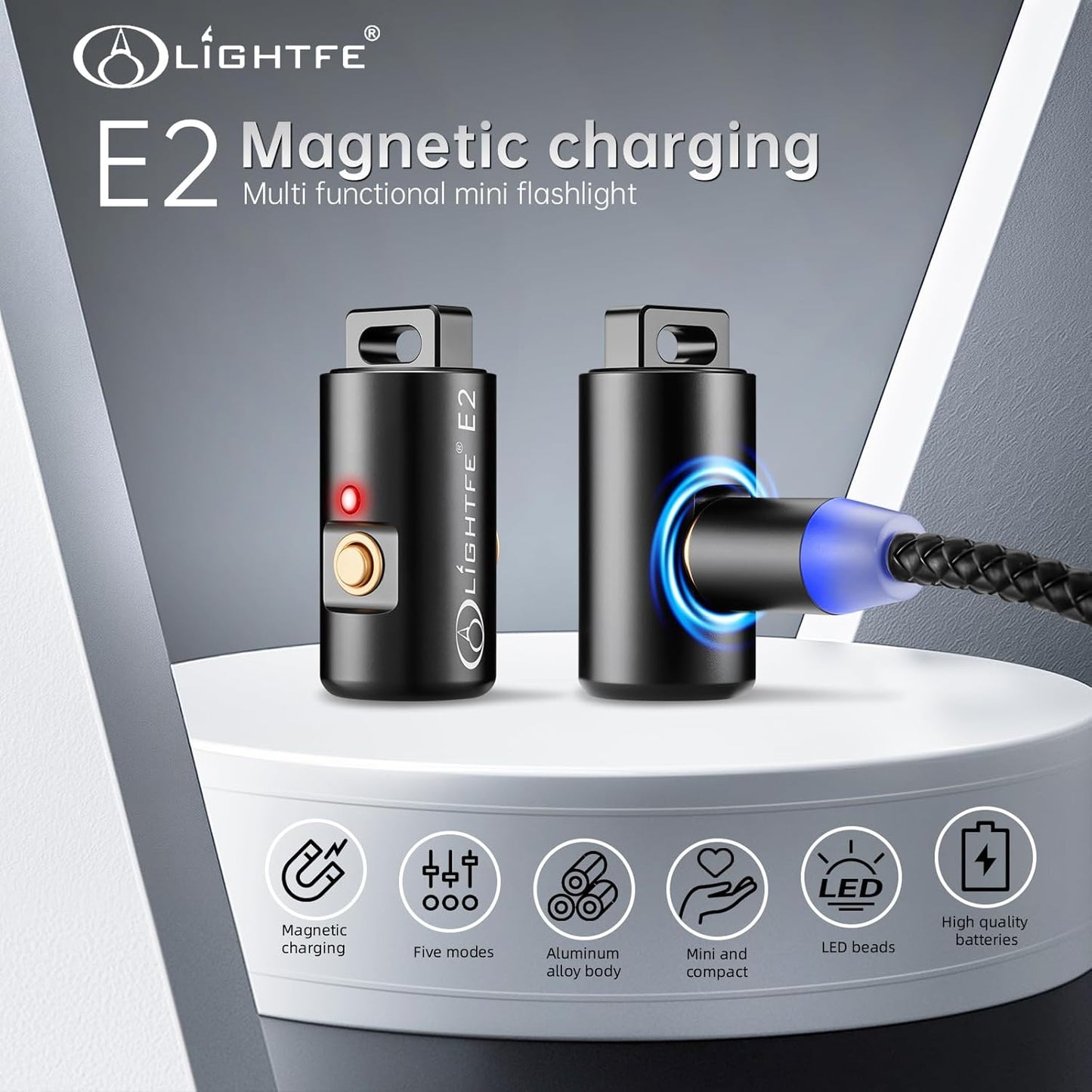 Mini Keychain Flashlight - Rechargeable USB Magnetic LED Light for Camping, EDC & Emergencies | Compact & Bright