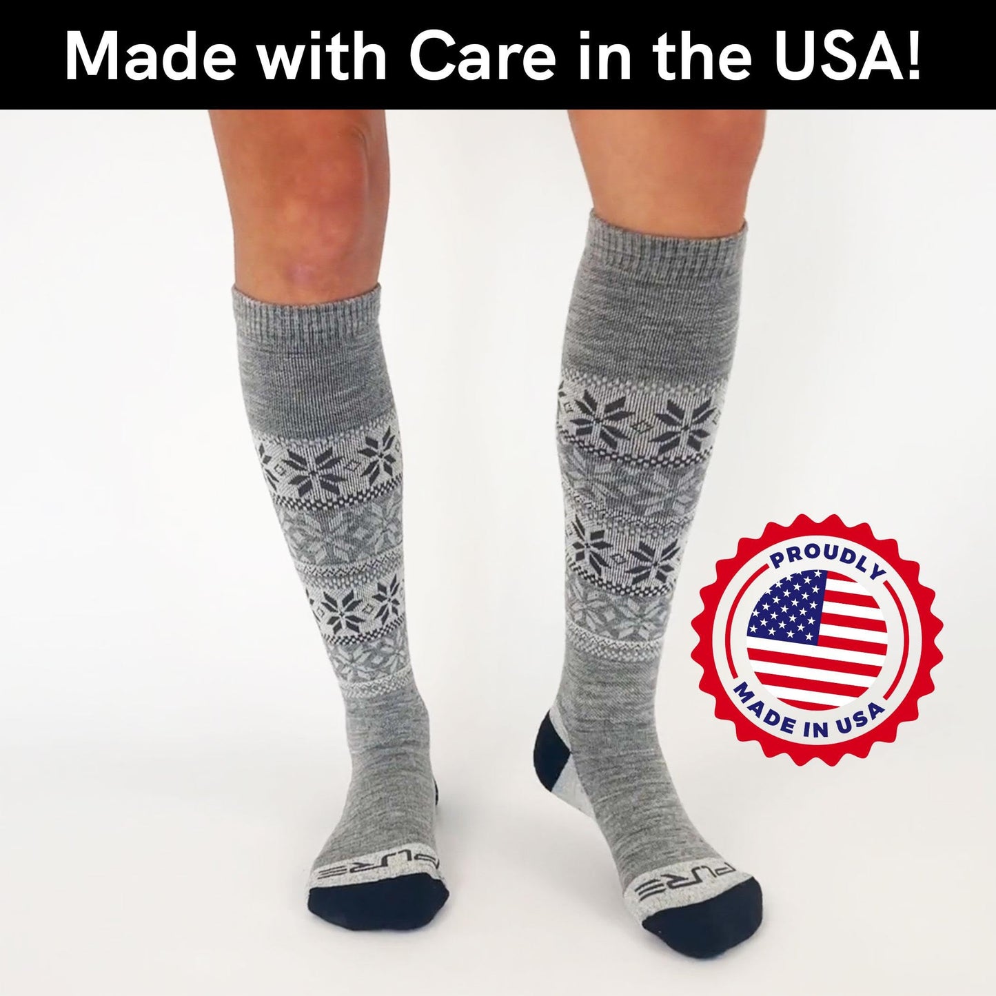 Pure Athlete Alpaca Ski Socks – Men Warm Wool Sock, Women Skiing, Snowboarding