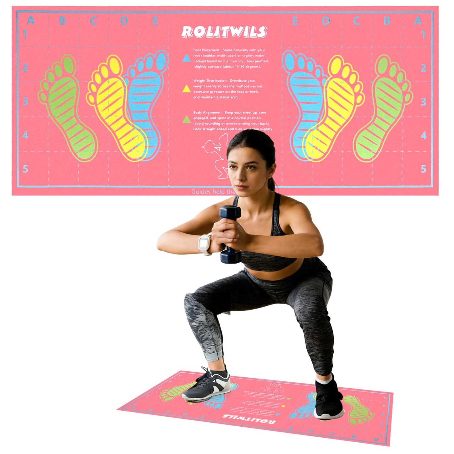 31.5'' X 13.8'' Anti-Slip Squat Mat with Foot Position Guides, Professional-Grade Exercise Mat Perfect for Squats, Leg Training and Lunges, Enhancing Muscle Activation, Versatility and Safety for Home Fitness Enthusiasts