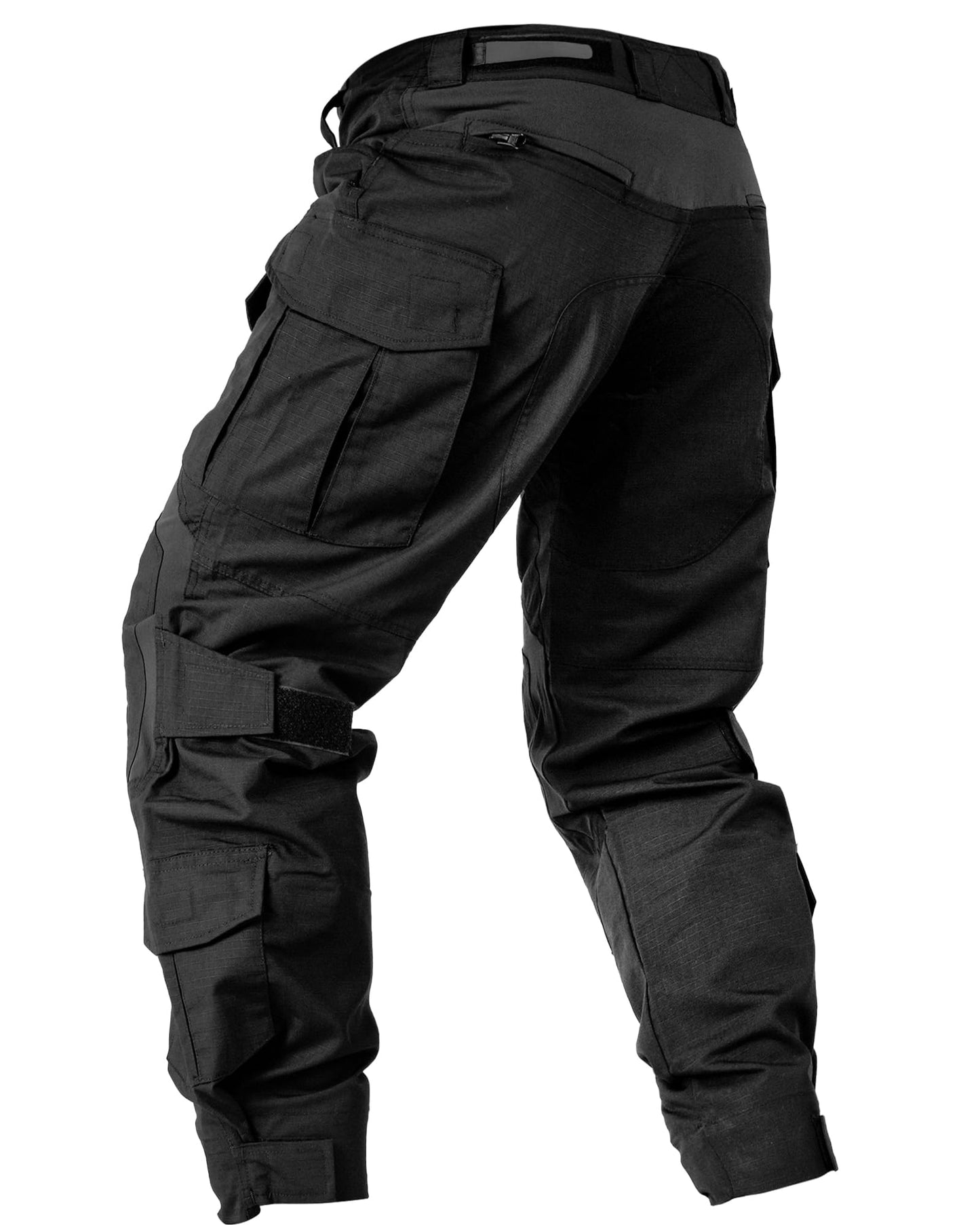 MERJAZ Men’s Tactical Pants with Knee Pads Waterproof G3 Combat Pants Camo Cargo Pants with 10 Pockets No Belt Black 34