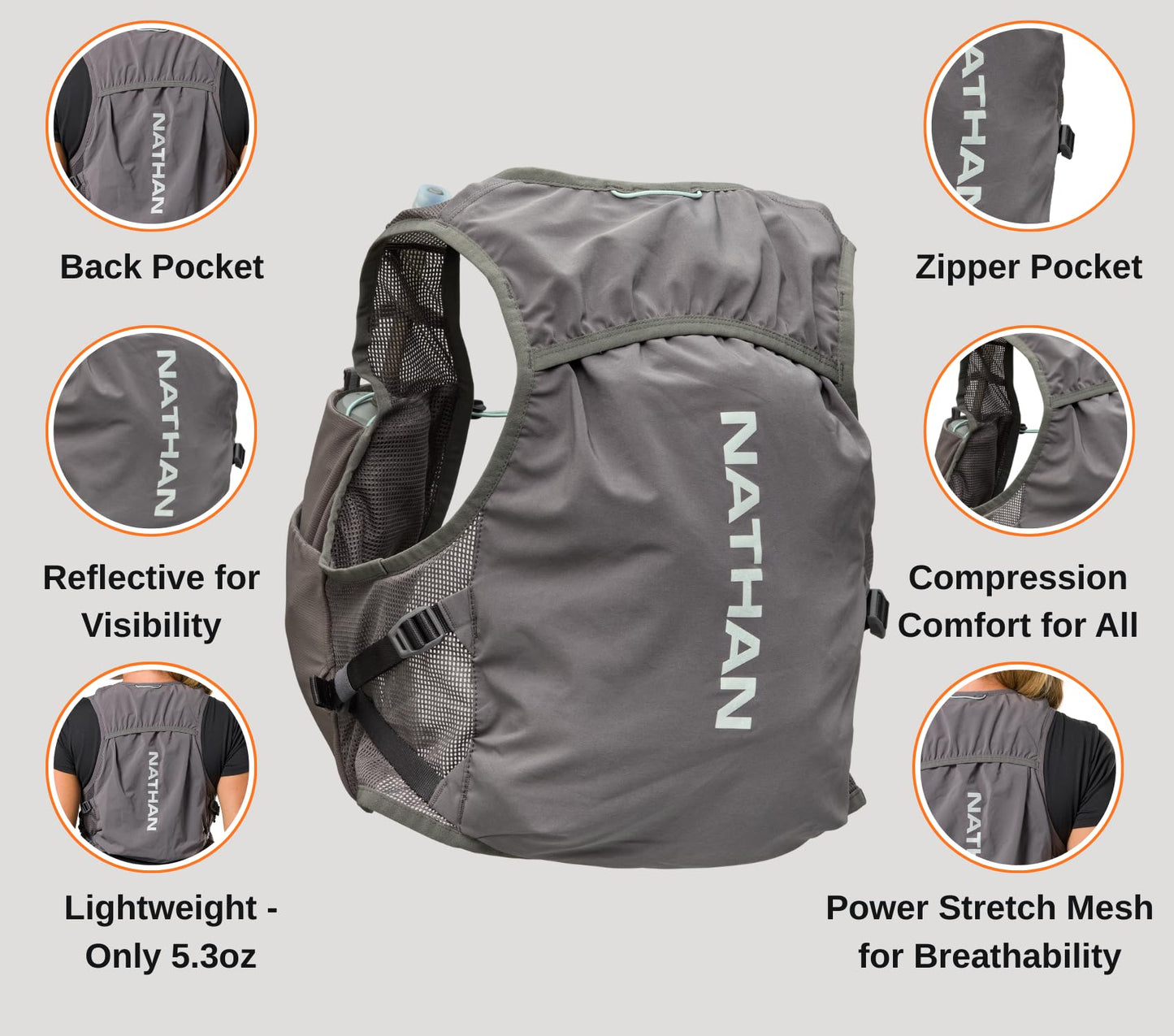 Nathan - Wm's Pinnacle Breeze 4L Charcoal/Surf Spray XXS-XS