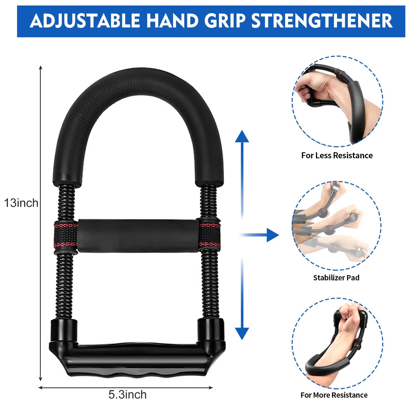 SOUFORCE Hand Grip Strengthener Kit (7 Pack), Adjustable Grip Strength Trainer, Forearm Workout Trainer, Finger & Hand Strength Exerciser for Muscle Building & Grip Strength Recovery