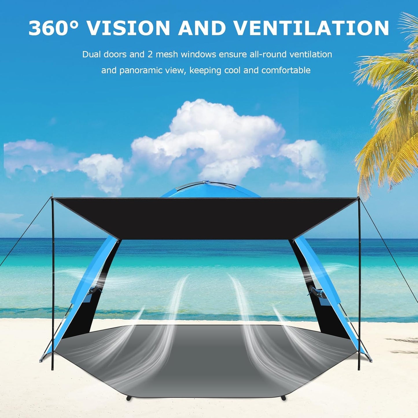 Gorich Beach Tent - Portable Sun Shelter with UPF 50+ UV Protection | Easy Setup for 3-8 People, Lightweight & Compact