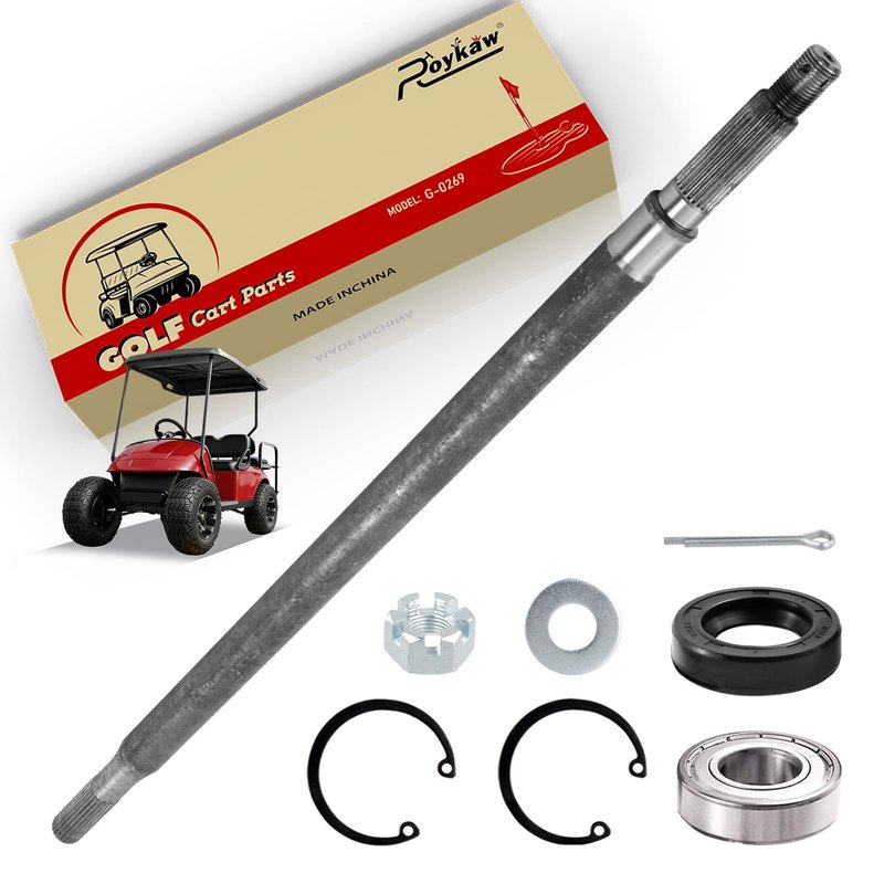 Roykaw Rear Axle Shaft with Bearing Seal Kit for 1994-up Electric TXT/Medalist, 2005-up 4/6 Passenger Shuttle, ST Express, ST Sport, Replaces OEM # 20377-G11, Driver Side, 23-7/8" Length