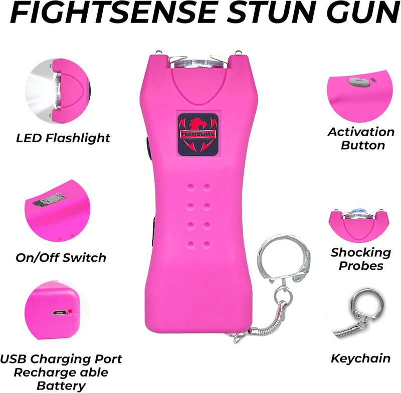 Super Heavy Duty Keychain Stun Gun - Rechargeable Self Defense Device with Flashlight | Nylon Holster Included
