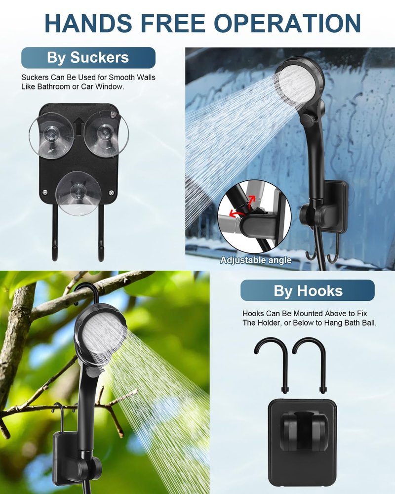 AUTOPkio Portable Camping Shower, Upgraded Outdoor Shower with 6000mAh Rechargeable Battery Pump & Digital Display for Hiking, Travel, Car, Pet Bath, Watering, Emergency