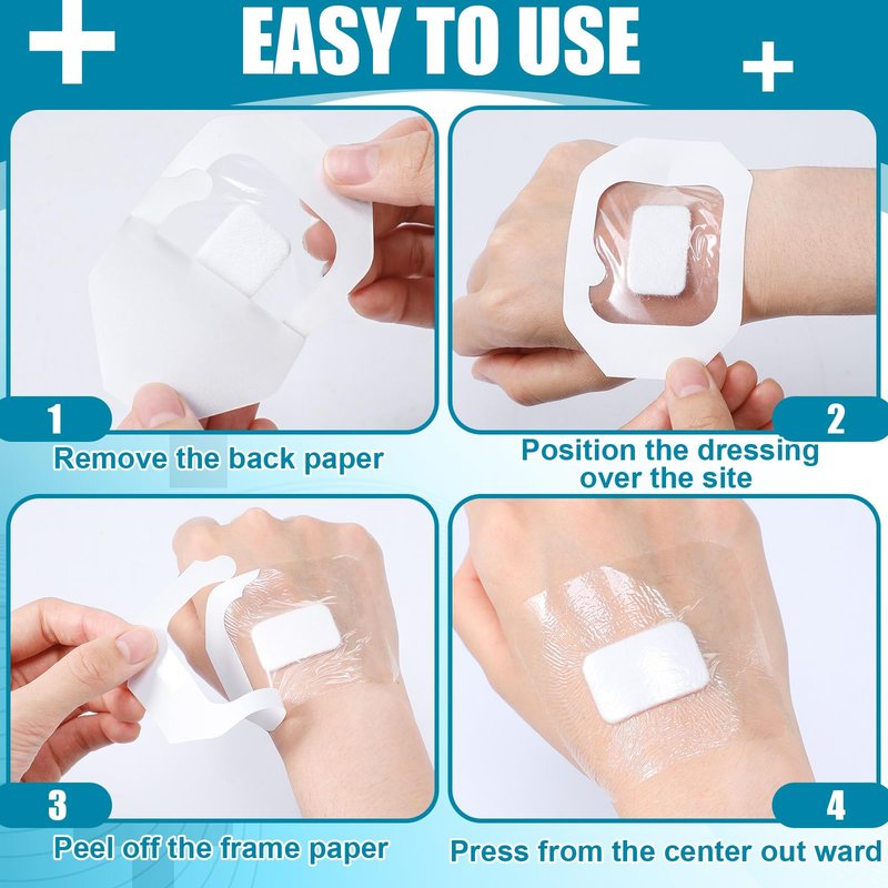 Geiserailie 30 Pack Transparent Film Bandage with Pad, Waterproof Adhesive Bandages, Cover Patches, Clear Film for Showering, Swimming, Tattoo(2.36 x 2.76 Inches)