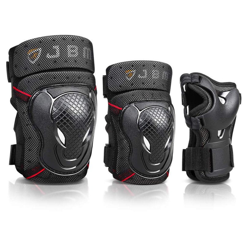 JBM Adult Youth Bike Knee Pads and Elbow Pads with Wrist Guards Protective Gear Set for Biking, Riding, Cycling and Multi Sports Scooter, Skateboard