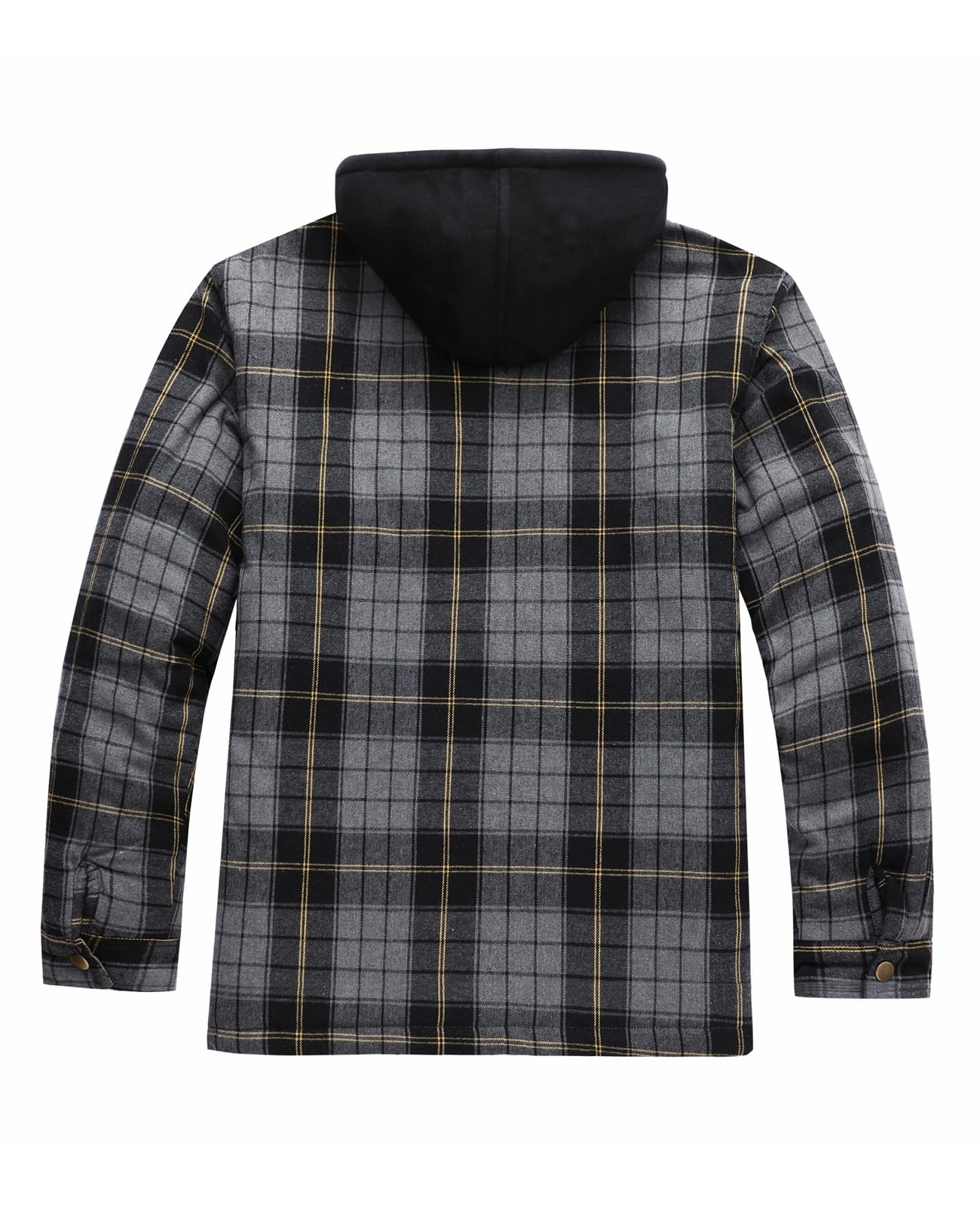 ThCreasa Flannel Hooded Shacket Jackets for Men Quilted Lined Buffalo Plaid Flannel Coat Thick Flannel Shirt Jacket Grey M