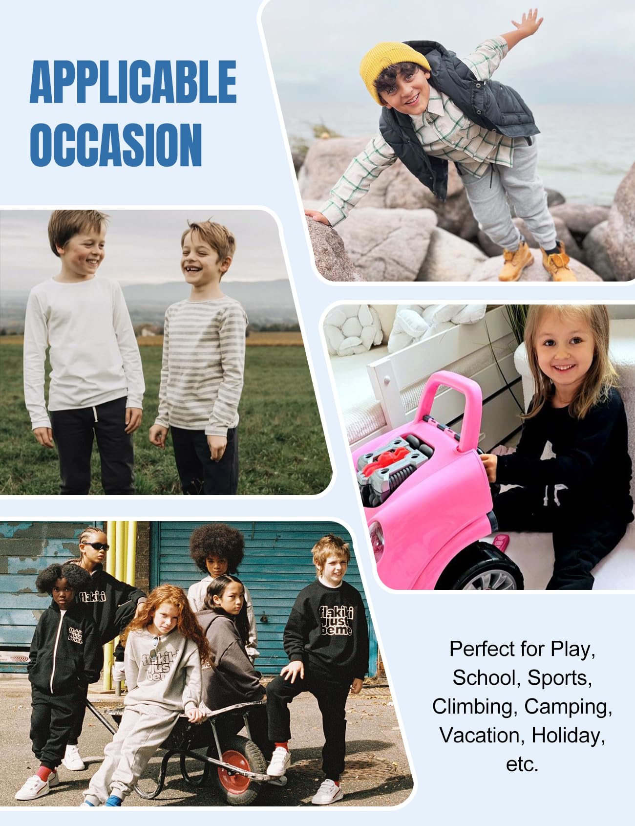 Flygo 3 Pack Boys Sweatpants Kids Active Joggers Athletic Casual Basic Pull On Pants with Pockets Drawstring(Black+Darkgrey+Navy 5-6 Y)
