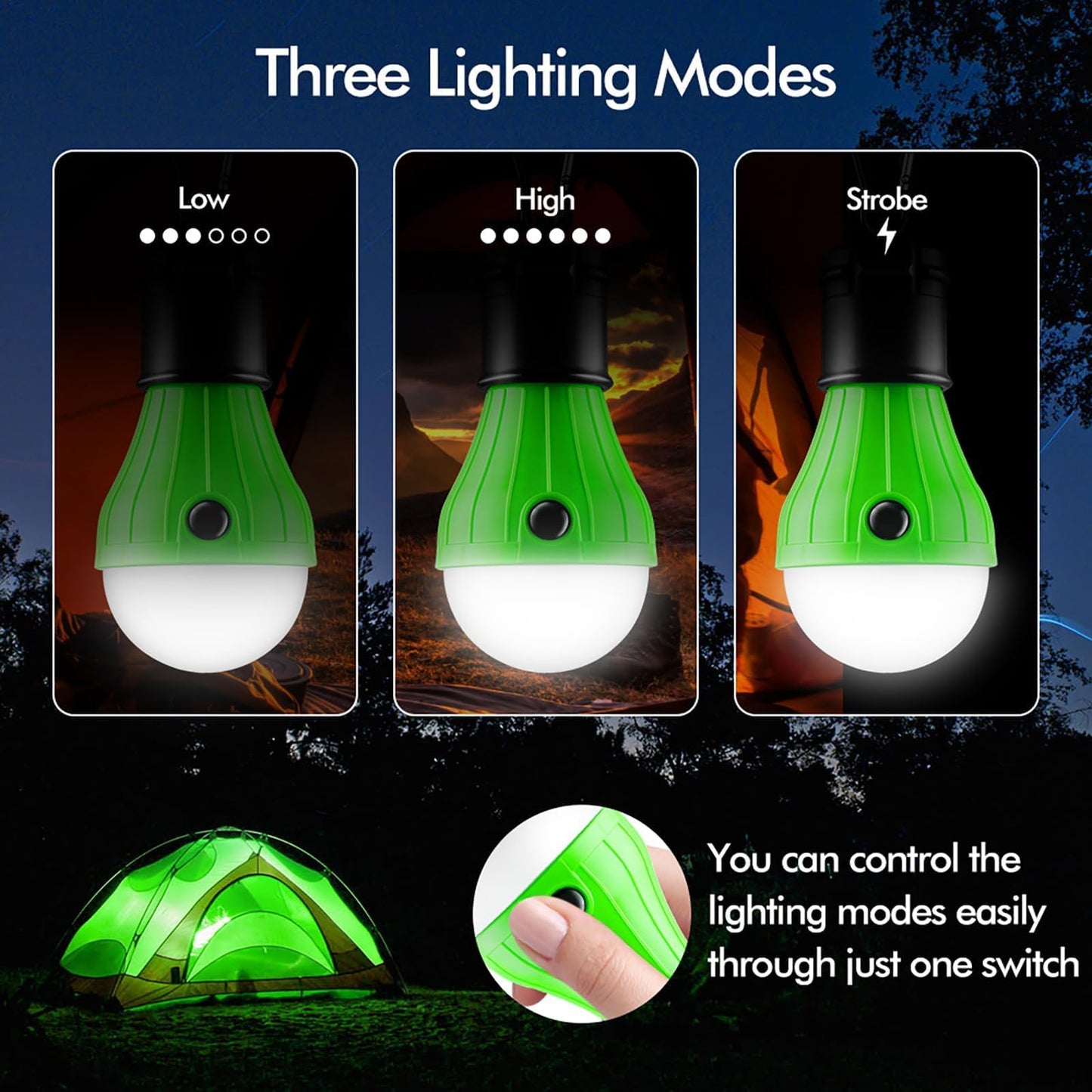 FLY2SKY Tent Lamp 4 Packs Portable LED Tent Lights Clip Hook Hurricane Emergency Lights LED Camping Lights Bulb Camping Lanterns Camping Equipment for Camping Hiking Backpacking Outage