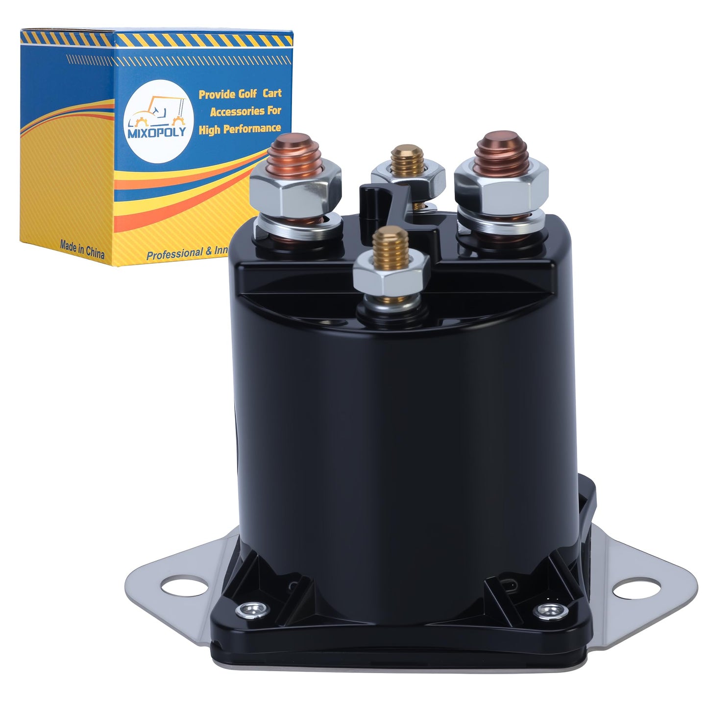 MIXOPOLY 12V Golf Cart Solenoid for Club Car DS Precedent Carryall 1984-up Gas Continuous Duty 4-Terminal Starter Solenoid Replace OEM 1013609 1012275 435-154 1117 LPL6003 10136-09