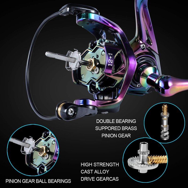Sougayilang Fishing Reel - Colorful Ultralight Spinning Reel with Graphite Frame | 6.0:1 High Speed, 39 lbs Carbon Drag for Saltwater & Freshwater Fishing