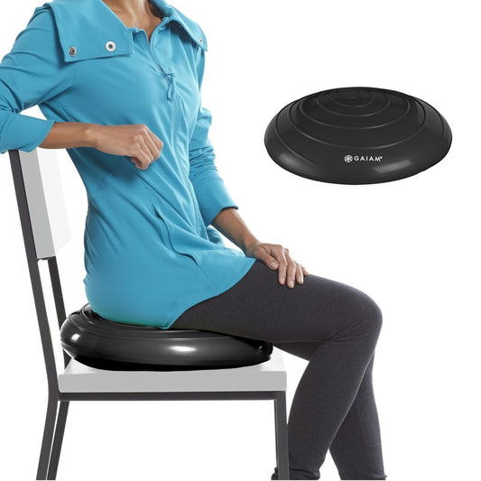 Gaiam Balance Disc Wobble Cushion Stability Core Trainer For Home Or Office Desk Chair and Kids Alternative Classroom Sensory Wiggle Seat - Black