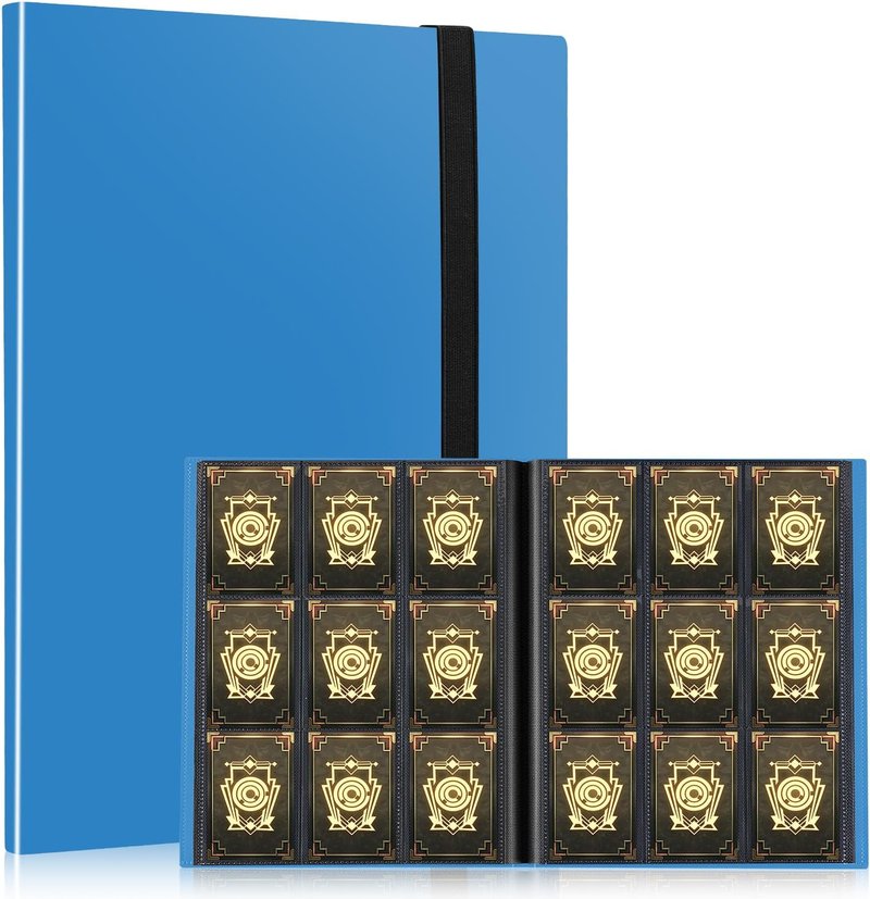 Premium Trading Card Binder - 9 Pocket Collection Album for Yu-Gi-Oh, Sports & Baseball Cards | Blue