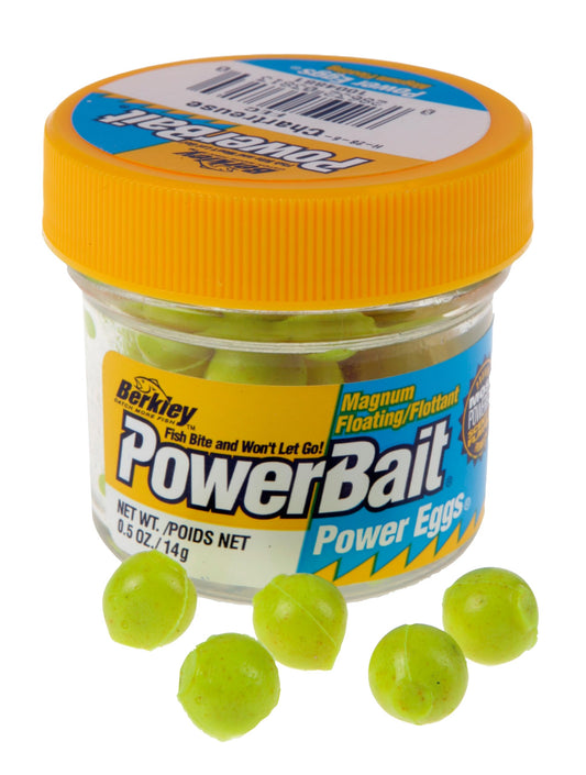 Berkley PowerBait Power Eggs Floating Magnum Chartreuse - Original Scent, 1 Pack