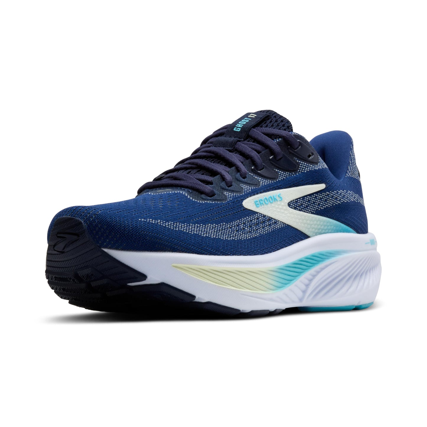 Brooks Women’s Ghost 17 Neutral Running Shoe - Navy/Green/Turquoise - 6.5 Medium