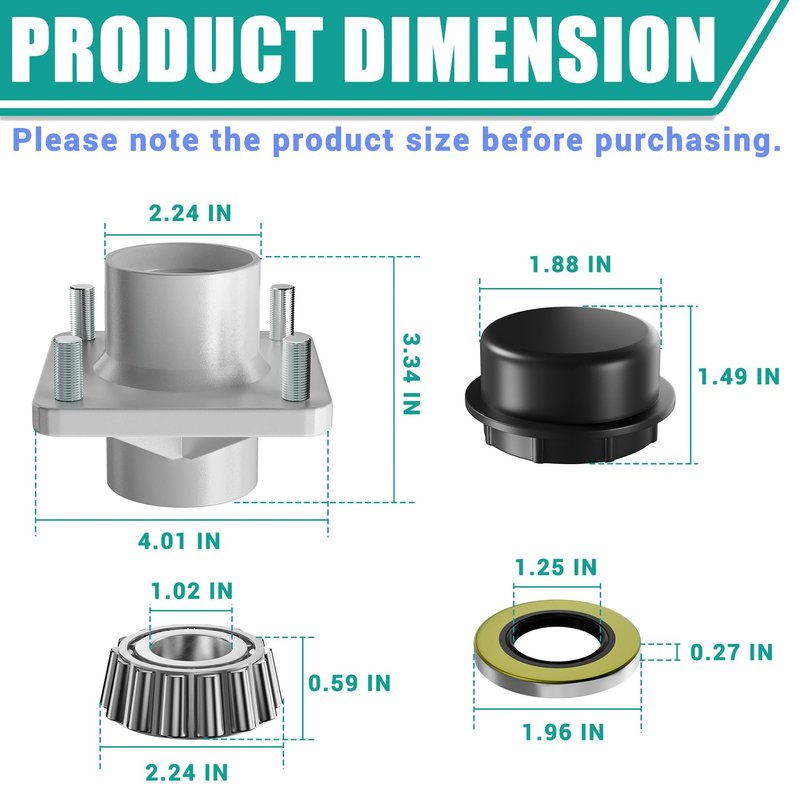 DRIVE UP EZGO TXT Front Hubs, Golf Cart Front Wheel Hub with Wheel Bearings Assembly Fits EZGO TXT Medalist 2001-2013 Gas and Electric Golf Carts, 70895G01