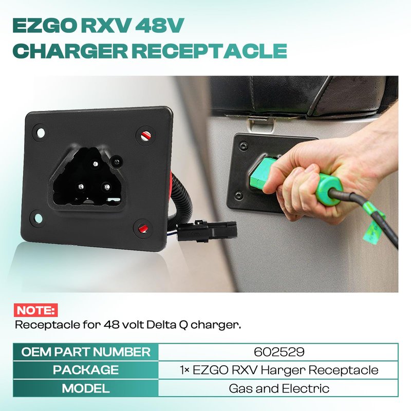 DRIVE UP Golf Cart 48V Charger Receptacle for EZGO RXV and Delta-Q Battery EZGO Charging Port with Wires 604321,611219,602529