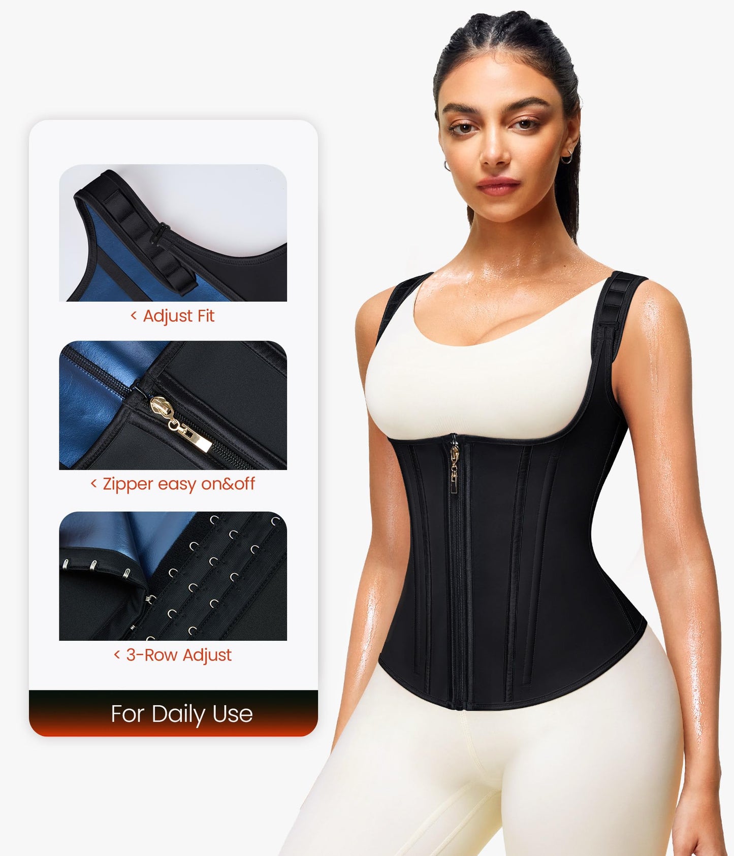 Junlan Waist Trainer for Women - Sauna Suit Sweat Vest for Working Out (Black, 2X-Large)