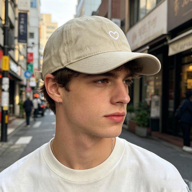 Epsoco Vintage Heart Embroidered Washed Baseball Cap for Women Cute Cotton Low Profile Adjustable Dad Hat Khaki-B
