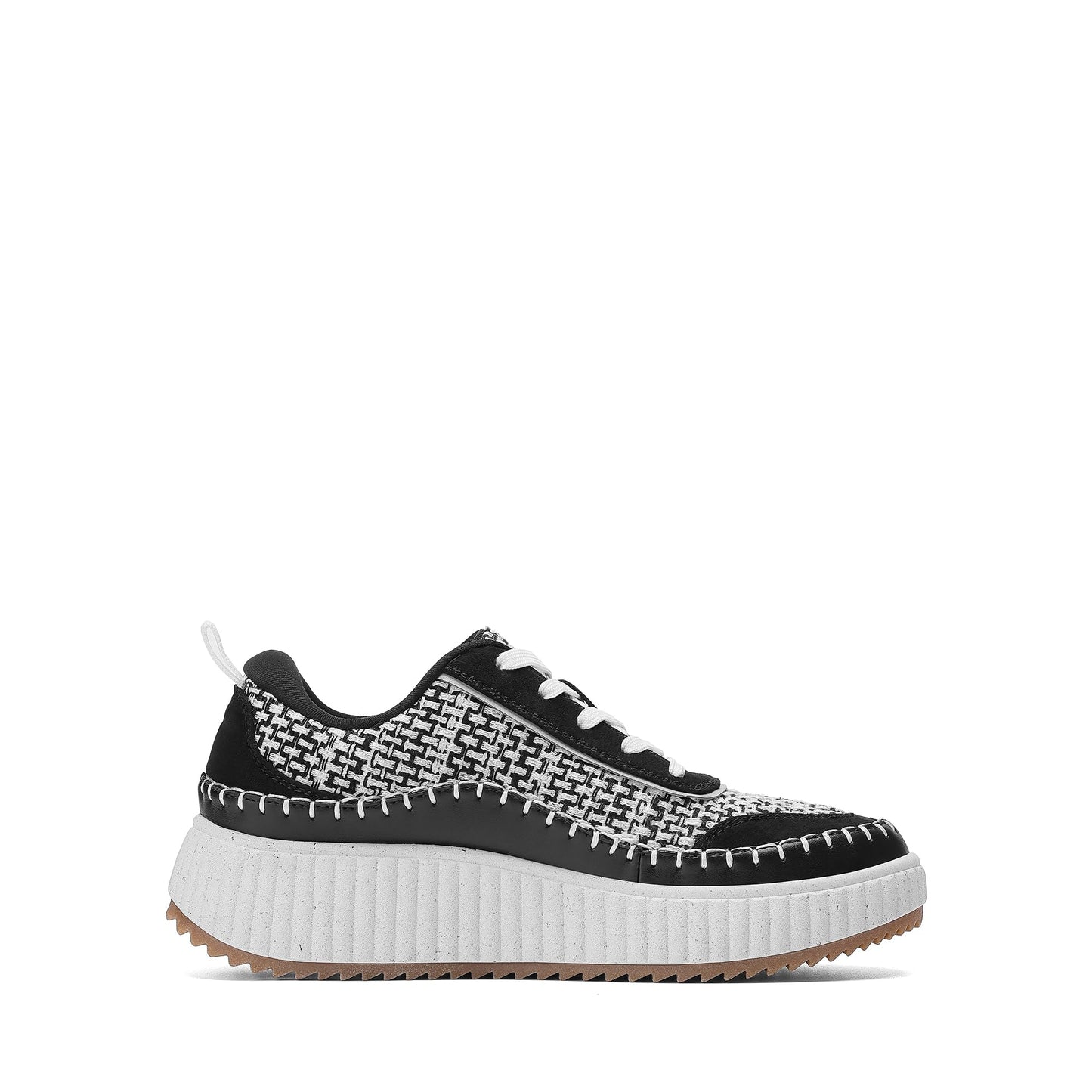DREAM PAIRS Women Chunky City Tweed Comfortable Casual Platform Fashion Sneaker,Size 8.5,Black/White,SDFN2379W