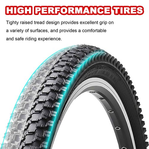 26 inch Bike Tires, Bicycle Tires 26"x 1.95" Folding Replacement for Mountain Bike, 26" Schrader Valve Bike Tubes, Bicycle Tire Levers and Tire Liners 2 PCS