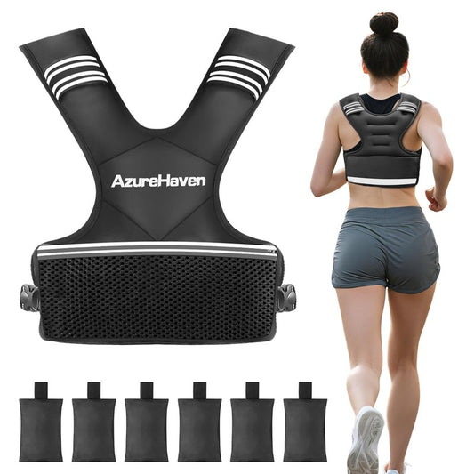 Adjustable Weighted Vest for Women and Men,4-10lb/11-20lb/20-32lb Rucking Vest with 6 Ironsand Weights for Running, Walking, Workout and Strength Training (4-10lbs)