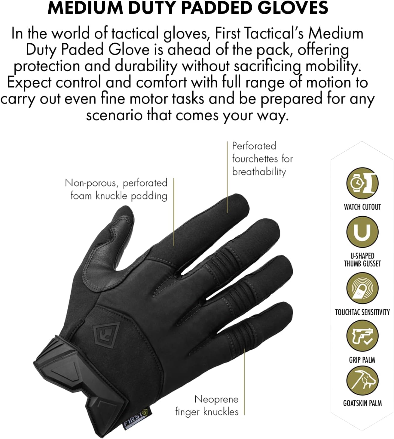 Men's Medium Duty Padded Tactical Gloves - Enhanced Grip & Comfort