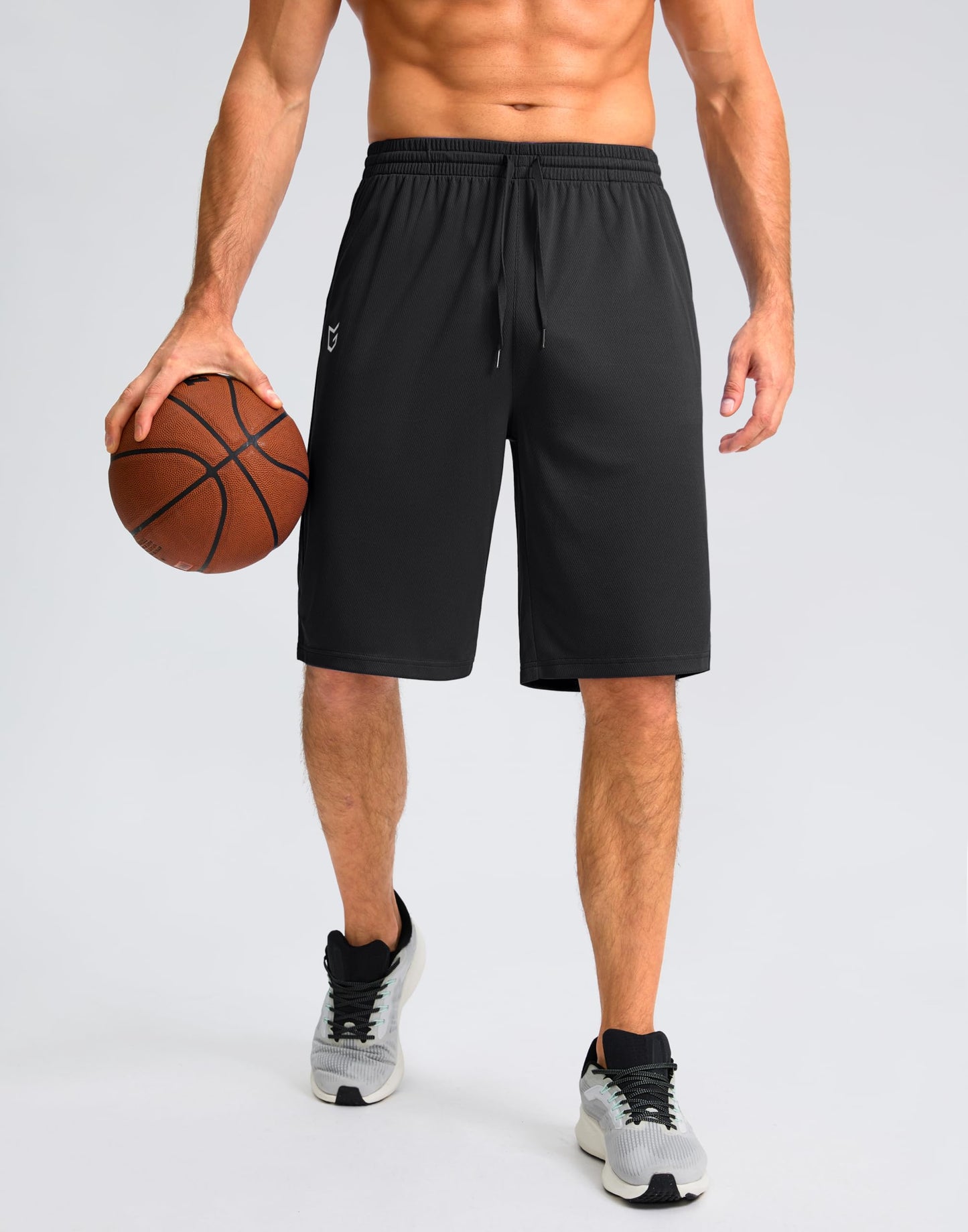 G Gradual Men's Athletic Shorts with Pockets 11" Long Basketball Shorts Lightweight Quick Dry Gym Workout Shorts for Men(Black,XXL)
