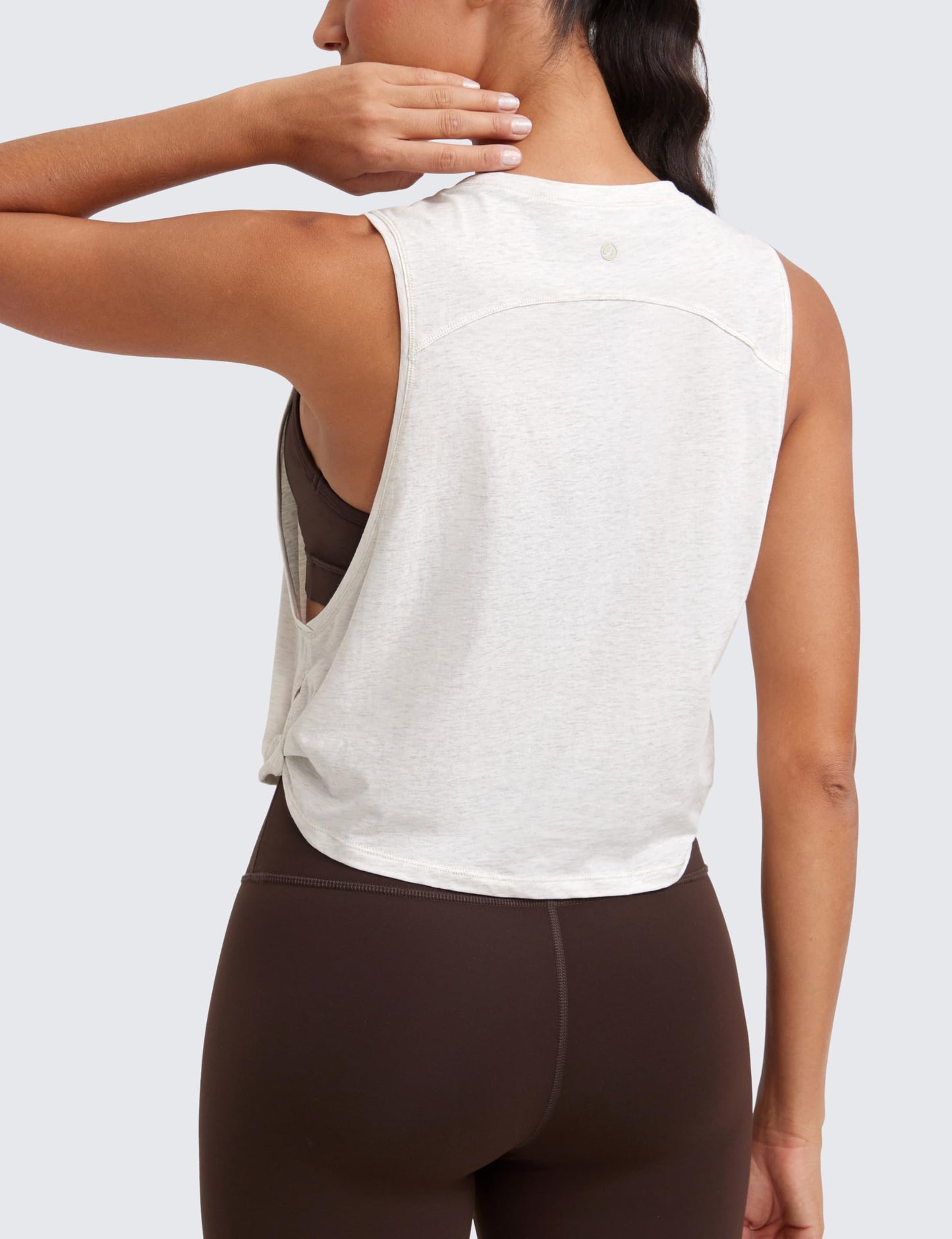 CRZ YOGA Pima Cotton Large Armhole Tank Tops for Women - Workout Sport Athletic Yoga Running Gym Loose Crop Sleeveless Shirts Deep Armhole-Ice Grey/White Small