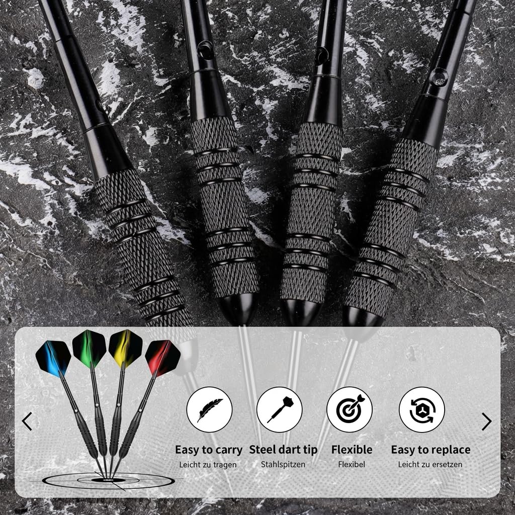 WayArrival 12 Pack Steel Tip Darts, 24g Metal Dart Set with Premium Aluminum Shafts and 4 Style PET Flights, Perfect for Beginners & Darts Enthusiasts, Easy to Use, Accurate & Durable