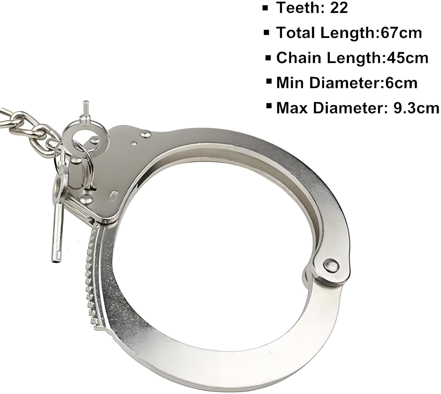 Yoghourds Metal Long Handcuffs - Sturdy Durable Double Lock Steel LegCuffs, Police Professional Heavy Duty Ankle Handcuffs with 2 Keys & Holster (Sliver)