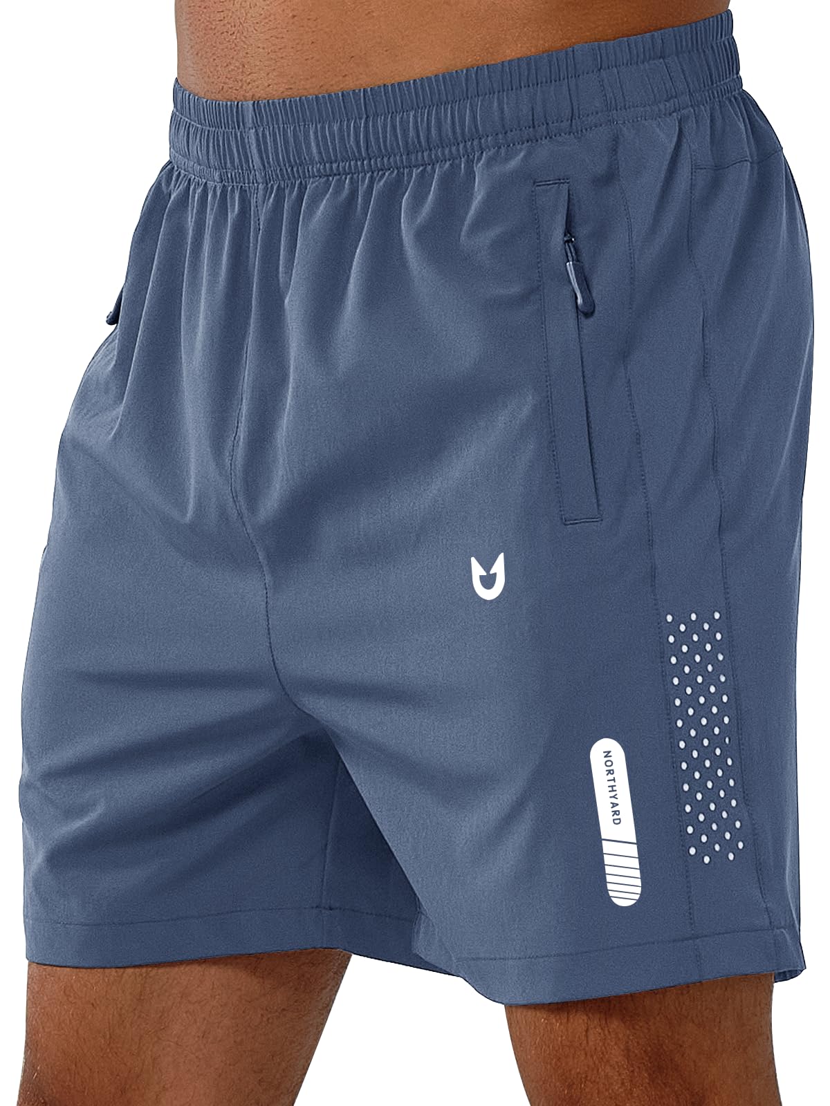 NORTHYARD Men's Athletic Running Shorts Gym Workout 7"/9"/5" Quick Dry Lightweight Sports Basketball Tennis 3 Zipper Pockets FEDERALBLUE-5inch 4XL