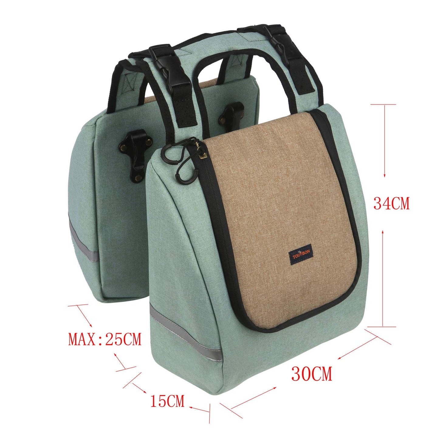 Tourbon Nylon Bicycle Bike Pannier Insulated Lunch Bag Cooler Box 2 Compartment