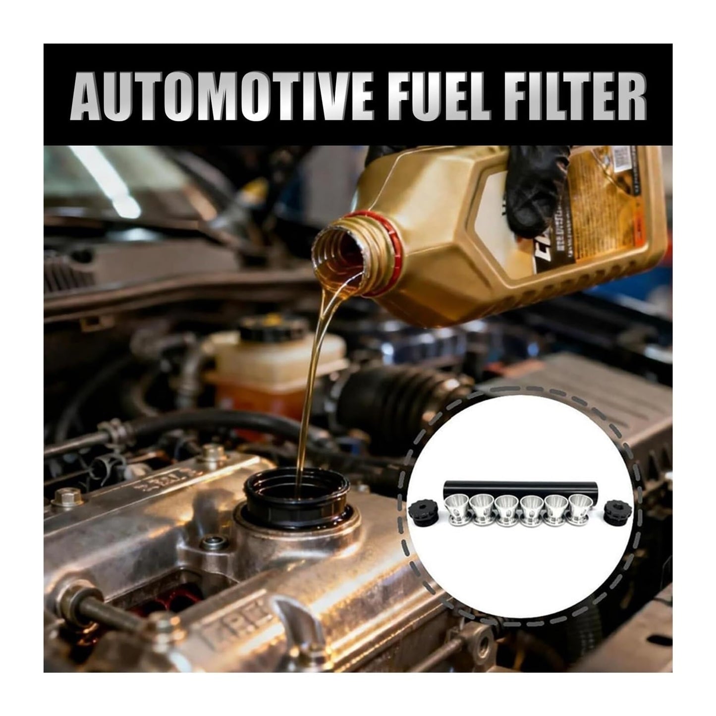 Black Aluminum Solvent Filter Trap Kit High-Efficiency 1/2x28 Fuel Filter with Baffles Suppressor Cleaner Oil Filter