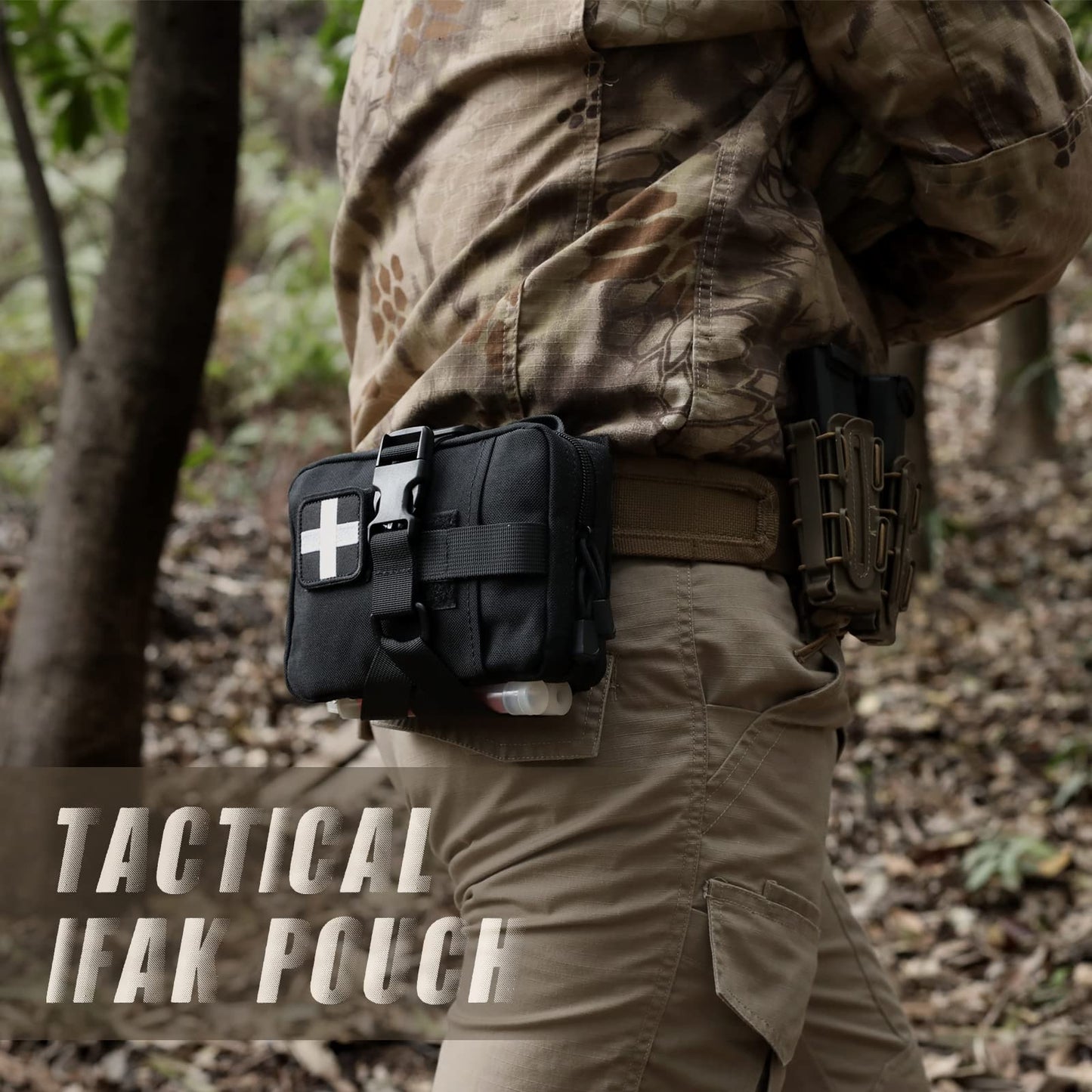 LIVANS Tactical IFAK Pouch, Rip Away Molle First Aid Bag Tear-Away Medical Pouch Emergency EMT Bag for Travel Outdoor Hiking(Pouch Only, First Aid Kits NOT Included)