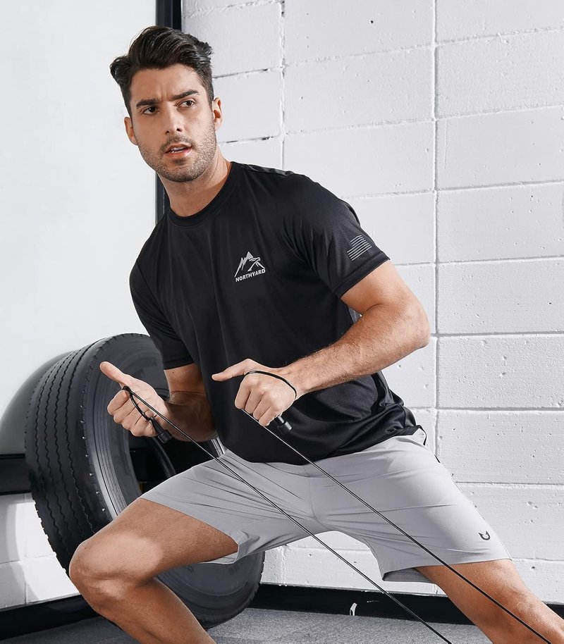 NORTHYARD Men's UPF 50+ Sun Protection Rash Guard - Short Sleeve Athletic Swim Shirt for Running & Workouts