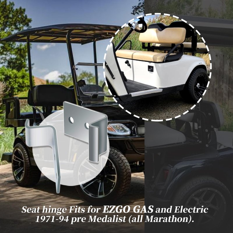 XYgdhqpt 18250-G1 Seat Hinges Fit for E-Z-GO pre-Medalist & Marathon Golf carts (1973-1995)-Gas and Electric Models-A Set of 2