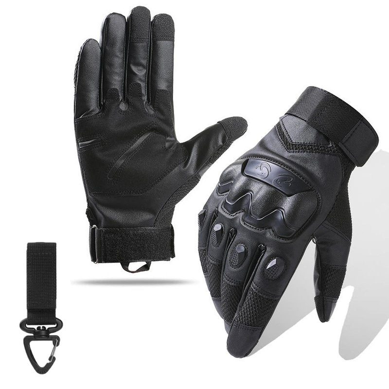 Nswern Tactical Gloves for Men Touchscreen Motorcycle Gloves with Hard Shell Leather Palm Padding for Outdoor Sports Motorcycle Cycling Tactical Airsoft Paintball Hunting Hiking Camping Climbing Black