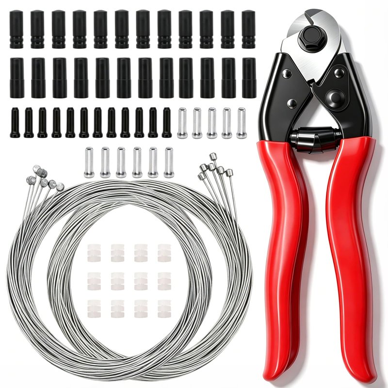 mankk 73PCS Universal Bike Brake Cable Kit and Housing Replacement Kit Stainless Steel Bike Cable Cutter Wire Cable Cutters with Cable End Caps and O-Rings for Mountain Road Bike Bicycle